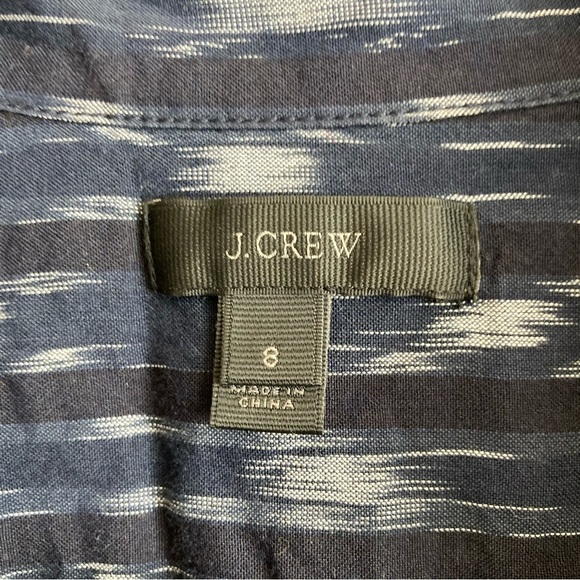 J. Crew Blue Patterned Stripe Long Sleeve Collared Button Tunic 8 - Picture 4 of 12